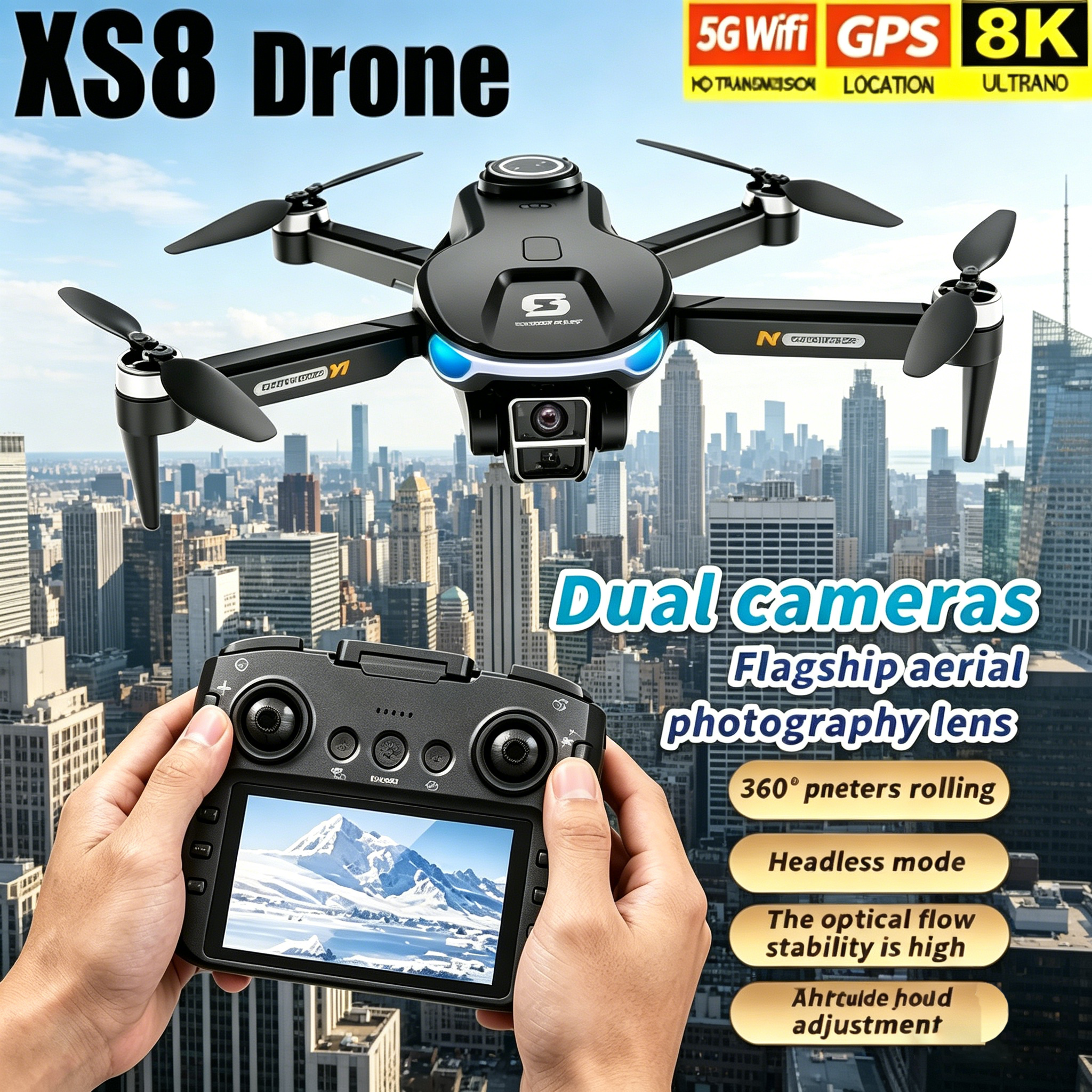 Drone Rc Foldable - HD 8K Professional GPS Drone with