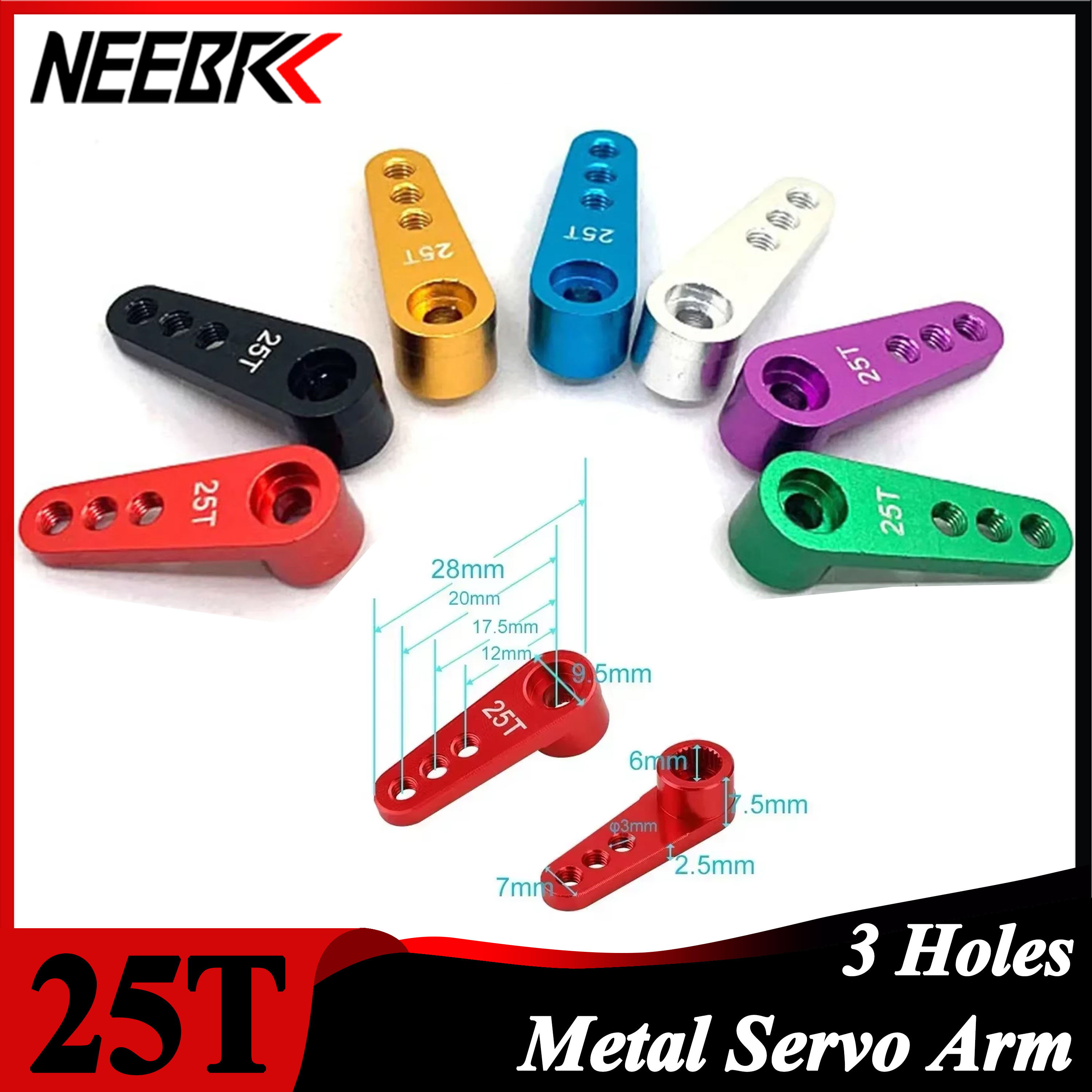 NEEBRC 25T Metal Servo Arm 3 H - Rc Car Servo 评论和价格