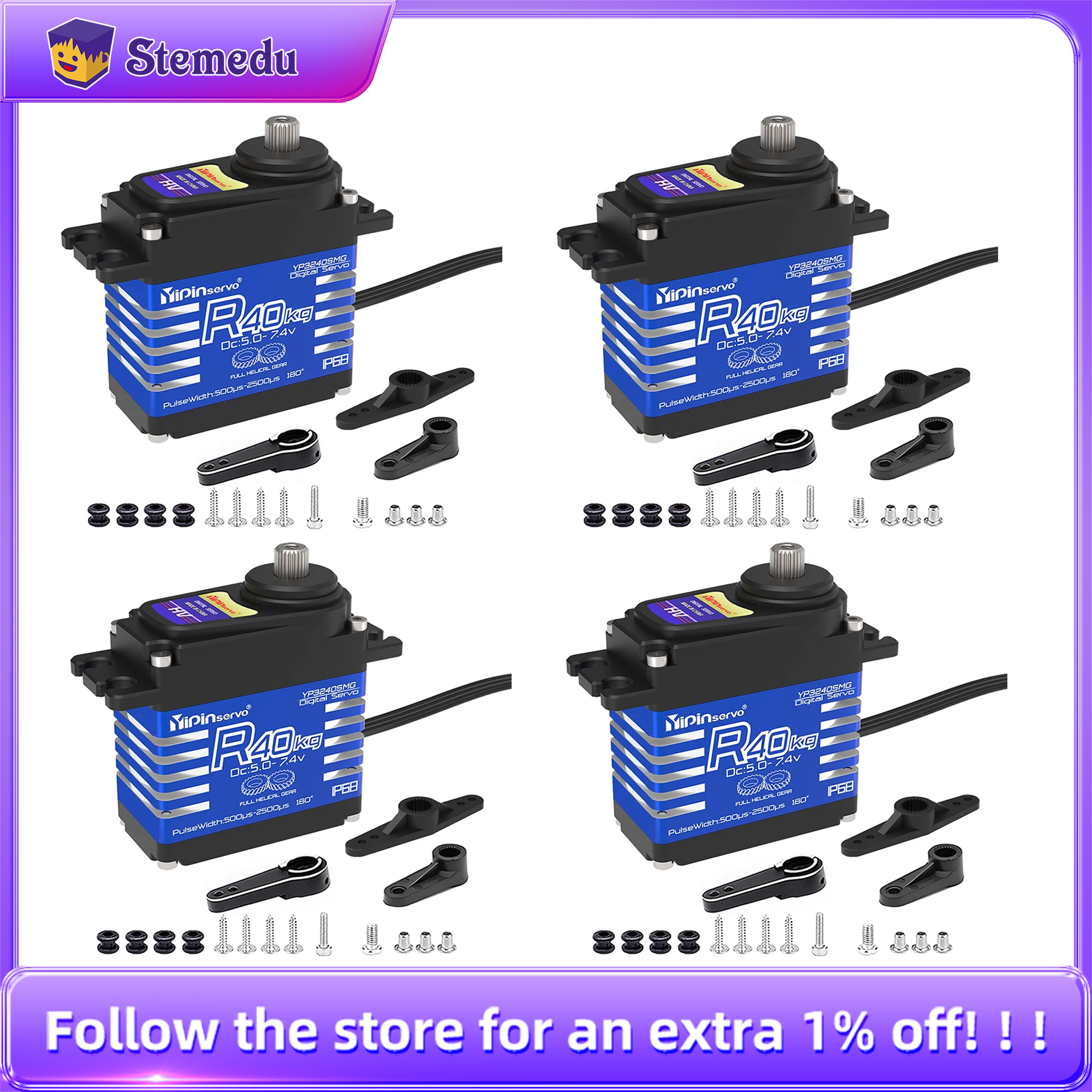 4PCS YiPinservo 40kg Metal Gea - Rc Car Servo 评论和价格